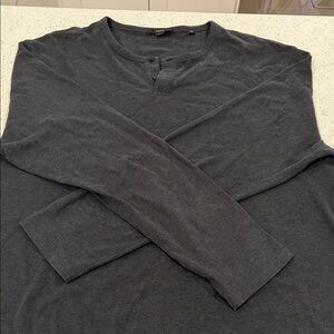 Vince Charcoal Long Sleeve Henley Shirt